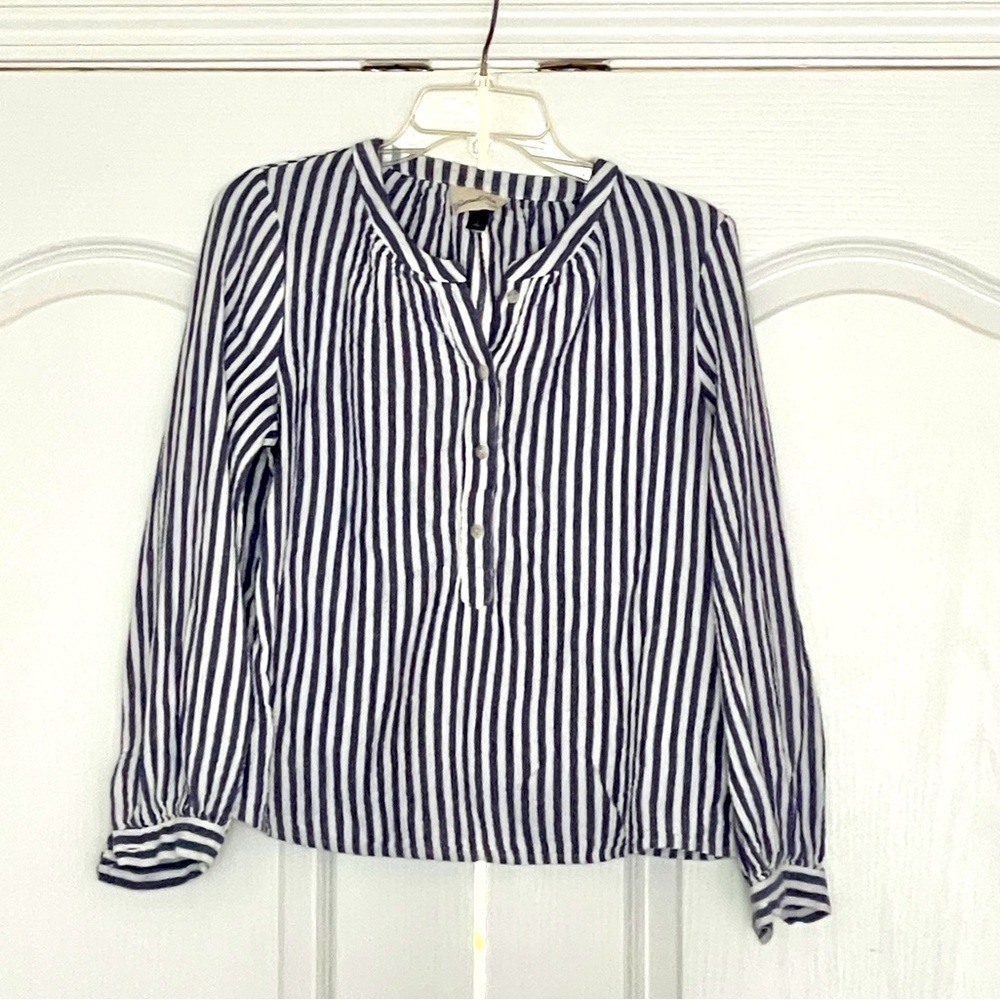 Universal Thread Striped Half Button Blouse Small